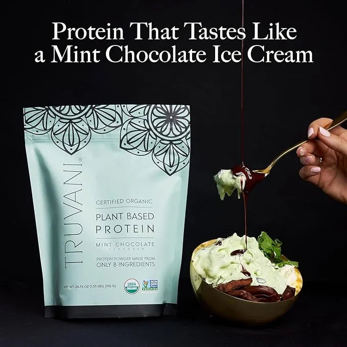 Truvani Vegan Pea Protein Powder | Mint Chocolate | 20g Organic Plant Based Protein | 1 Serving | Keto | Gluten & Dairy Fr...