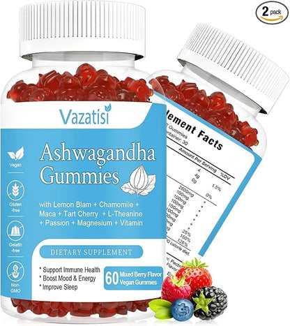 2 Pack Ashwagandha Gummies for Women 2500mg Organic 120 Count