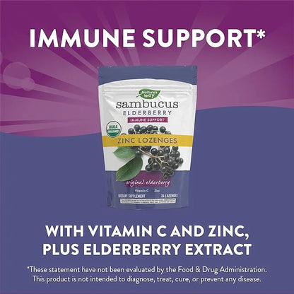 Nature’s Way Sambucus Organic Zinc Lozenges, 24 Lozenges