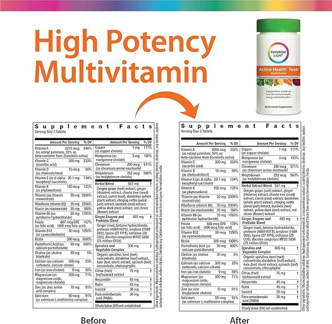 Rainbow Light Multivitamin for Teens, Vitamin 90 Tablets