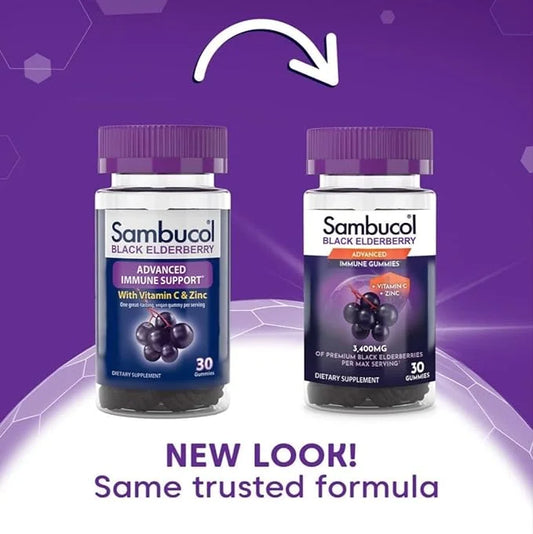 Sambucol Black Elderberry Gummies with Vitamin 30 Count, 2 Pack