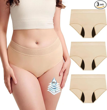 BATTEWA Incontinence Underwear for Women Hi-Waist ((Beige,Medium,3-Pack)