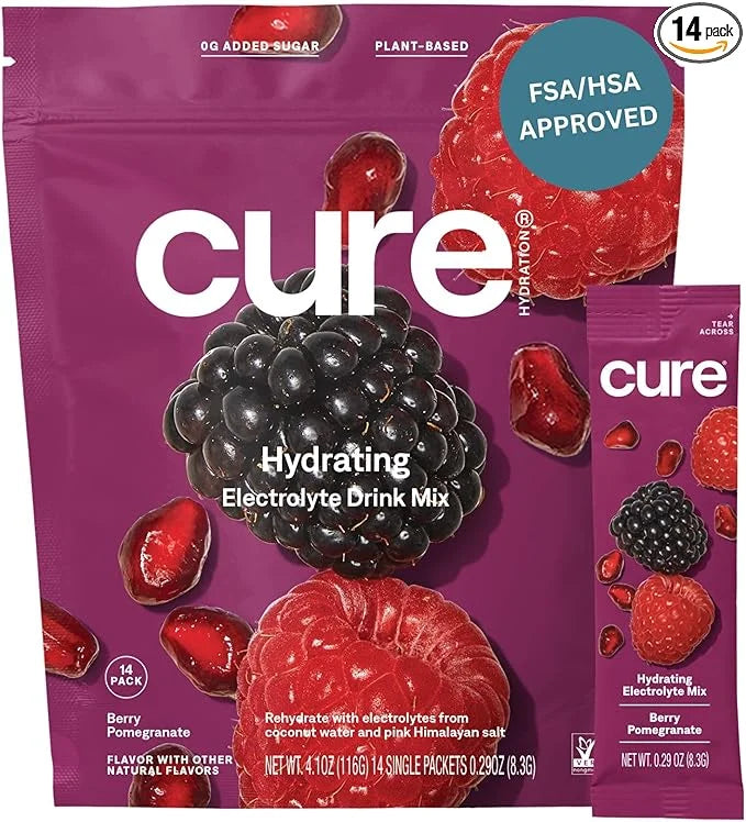 Cure Hydrating Plant Based Electrolyte Mix | Powder for Dehydration Relief | Made with Coconut Water | Non-GMO | No Added ...