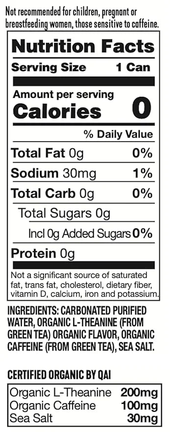 ARDOR ENERGY Sparkling Water 6 pack Sampler. 100mg Organic Caffeine from Green Tea & 200mg Organic L-Theanine (Focus & Cal...