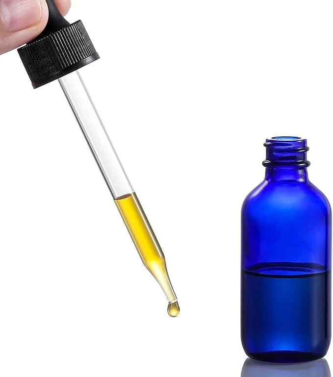 AOZITA 4 Pack, 2 oz Dropper Bottles with 1 Funnel & 4 Labels - 60ml Thick Dark Blue Glass Tincture Bottles with Eye Droppe...