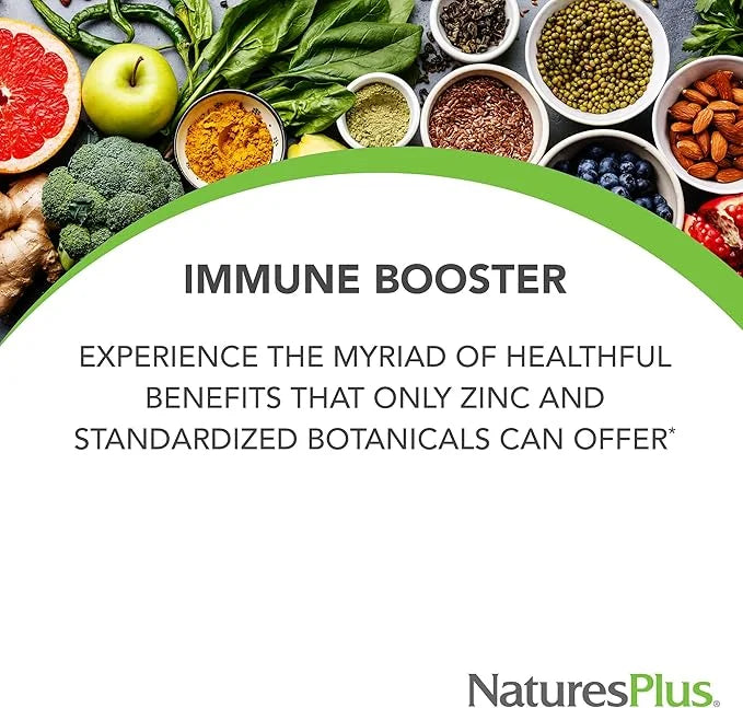 Natures Plus Herbal Actives ImmunActin 60 Zinc 2 - 120 Total