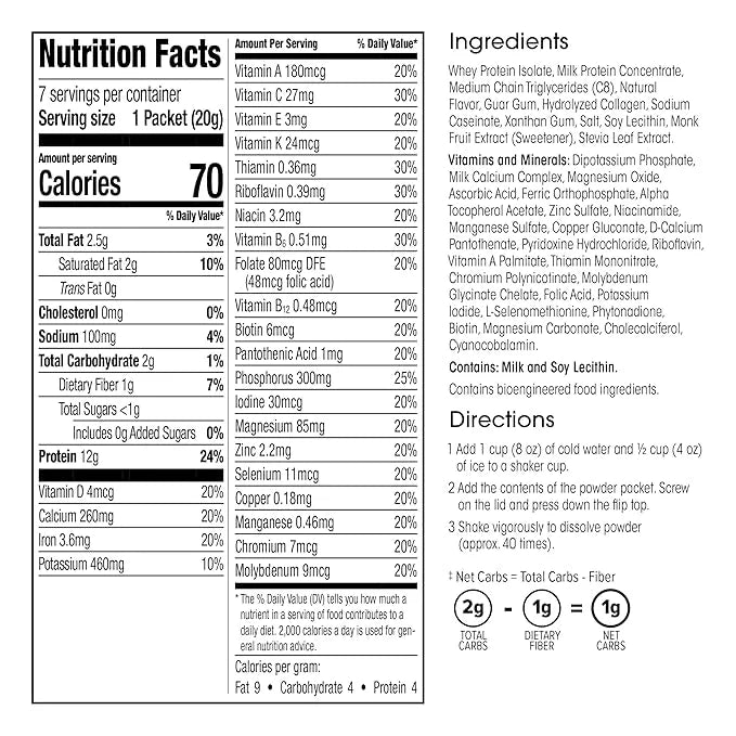 WonderSlim Keto Meal Replacement Shake, Vanilla, Low Carb, C8 MCTs, 12g Protein, Collagen, 25 Vitamins & Minerals, Gluten ...