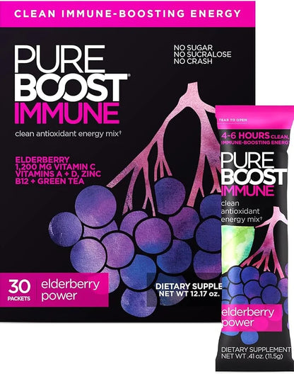 Pureboost Immune Clean Energy Drink Mix: 1200 mg 28 Vitamins, 30 Count)