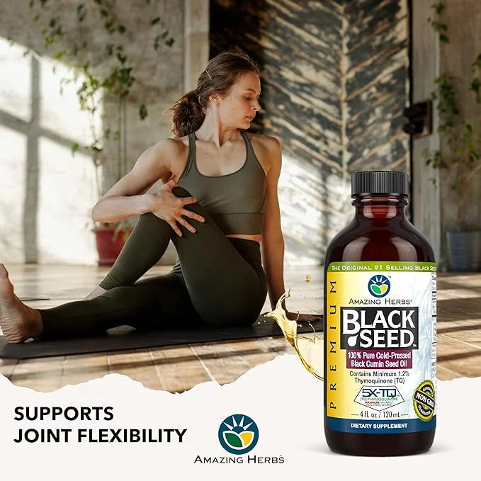 Amazing Herbs Premium Black Seed Oil - Cold Pressed Nigella Sativa Aids in Digestive Health, Immune Support, Brain Functio...
