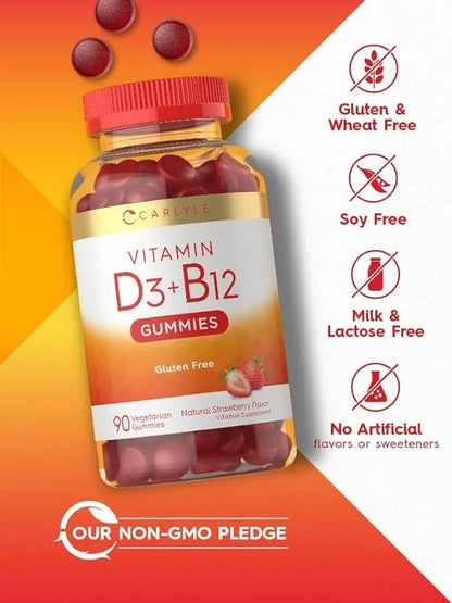 Carlyle Vitamin D3 + B12 Complex Gummies 90 Count