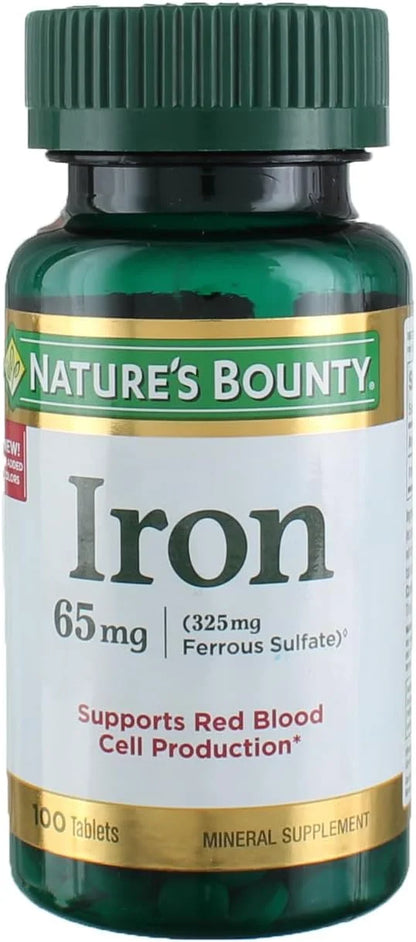 Nature's Bounty Iron 65 mg Tablets 100 Tablets, 100 Each, 3-Pack - Product Image