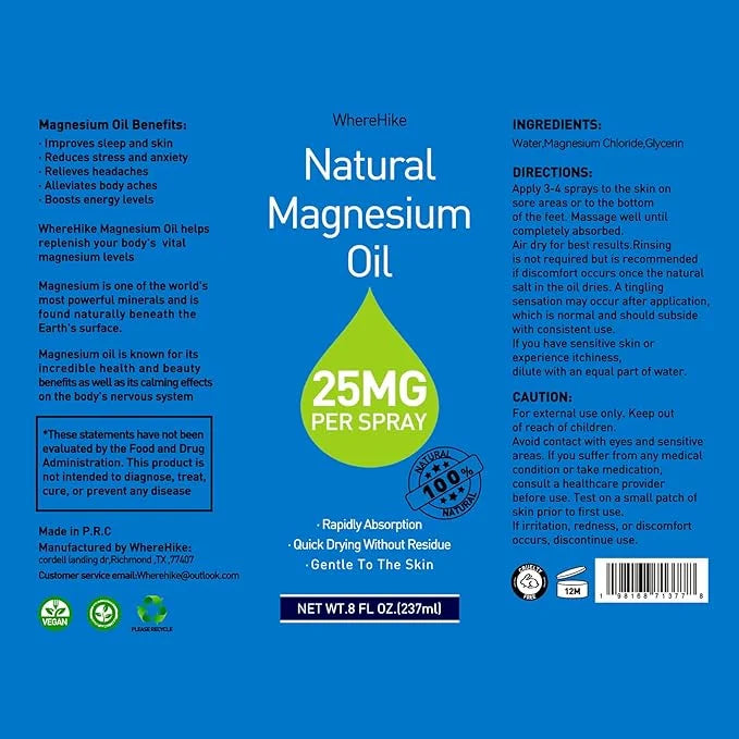 Pure Magnesium Oil Spray for Feet,Ideal Gift for Sleep & Muscle Relaxation,Better Sleep,Rapid Absorption,Quick Drying With...