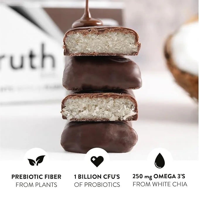Truth Bar Prebiotic & Probiotic Keto Snack Vegan Bars with Omega-3's - Synbiotic High Fiber Snacks - Low Sugar, Kosher, Gl...