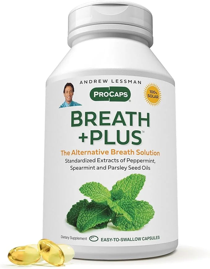 ANDREW LESSMAN Breath Plus 60 Softgels - Natural Breath Freshener, Helps Eliminate Odors from Food, Smoking, Morning Breat...