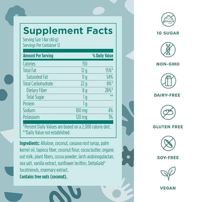 Fx Cocommune Fiber Supplement Bars - 8g Fiber with Prebiotic Fiber for Gut Health, Metabolism and Immune Support* - Vegan ...