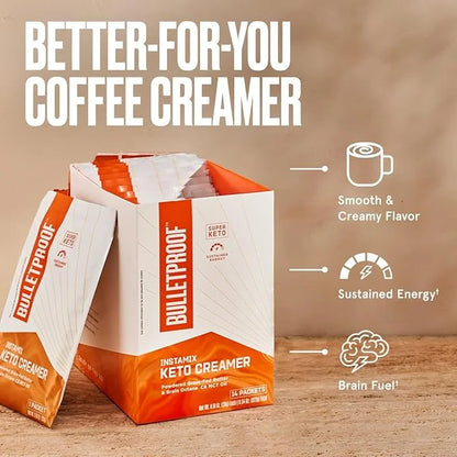 Bulletproof InstaMix Original Unflavored Keto Coffee Creamer Packets, Pack of 14, Powdered Grass-Fed Butter and Brain Octa...