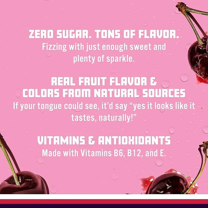 Sparkling Ice, Black Cherry Sparkling Water, Zero Sugar Flavored Water, with Vitamins and Antioxidants, Low Calorie Bevera...