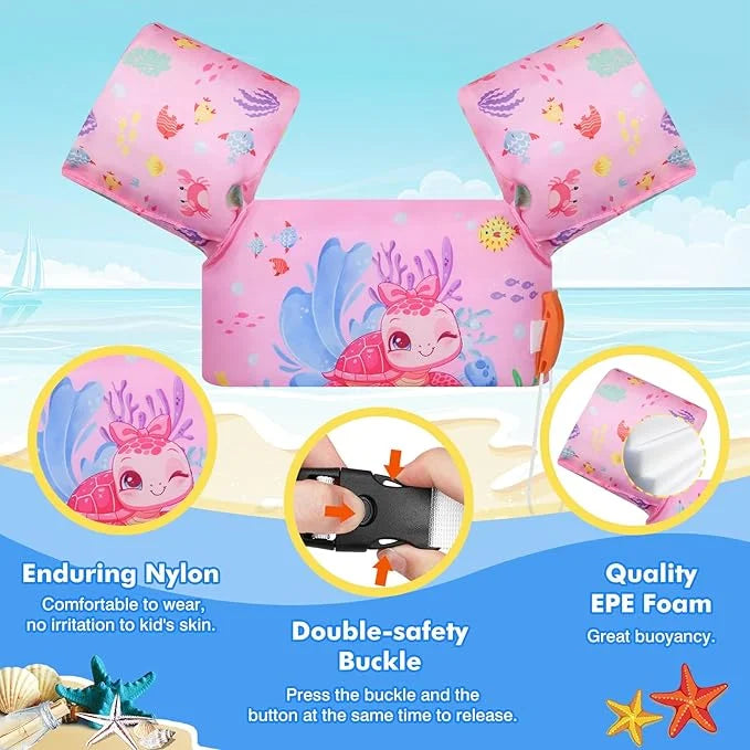 Moko Toddler Swim Vest for Kids, 20-50 lbs/22-66 lbs Clearance Swim Arm Band Cartoon Swimming Wings Pool Float Vests Sleev...