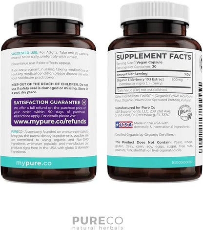 Organic Elderberry Capsules 10:1 Extract 5,000mg of 30 Caps