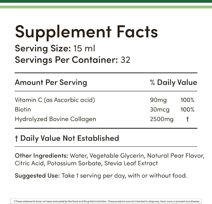 Double Wood Supplements Liquid Collagen - 2500mg of Hydrolyzed Bovine Collagen - 32 Servings - for Women and Men - 30 mcg ...