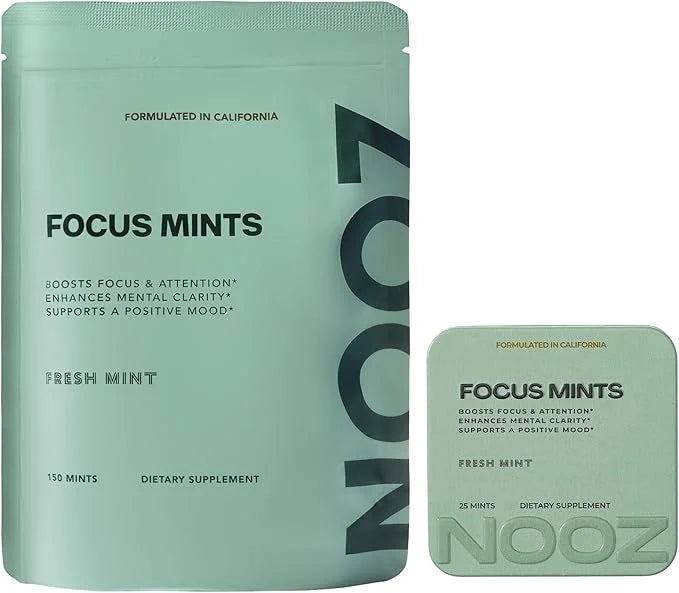 NOOZ Focus Mints Refill Bag - Caffeine-Free Brain Booster for Mental Clarity - Fresh Mint Flavor | Sugar-Free, Travel-Frie...