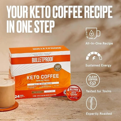 Bulletproof Keto Coffee Single-Serve Pods, 24 Count, All-In-One Recipe with MCT Oil and Organic Butter - Product Image
