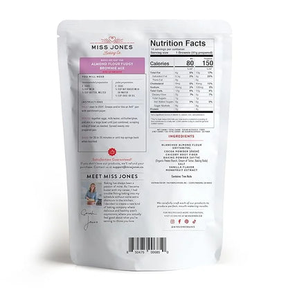 Miss Jones Baking Brownie Mix - Almond Flour, Gluten Free, Low Carb, No Sugar Added, Naturally Sweetened Desserts & Treats...