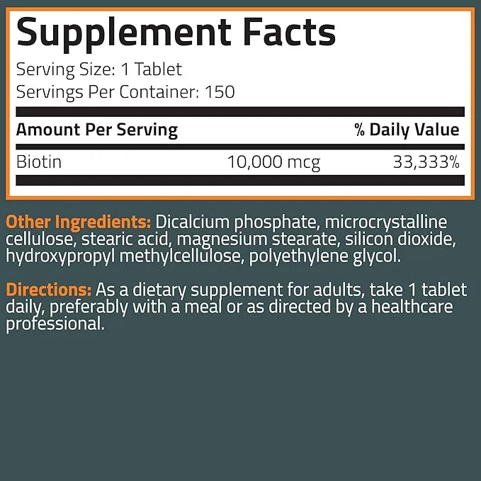 Bronson Biotin 10,000 MCG Supports Healthy 150 Vegetarian