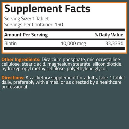 Bronson Biotin 10,000 MCG Supports Healthy 150 Vegetarian