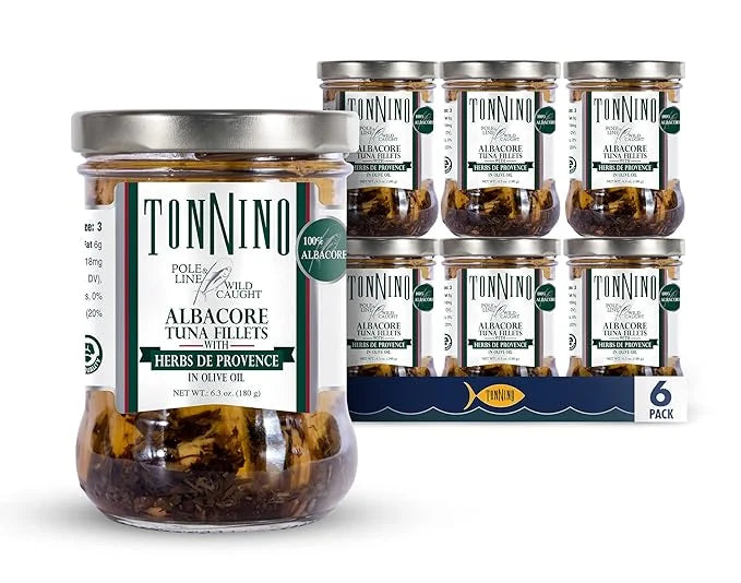 Tonnino Albacore Tuna in oilve oil with Herbs de Provence 6-Pack Omega-3 Rich, High Protein, Gluten-Free, Ready-to-Eat Tun...
