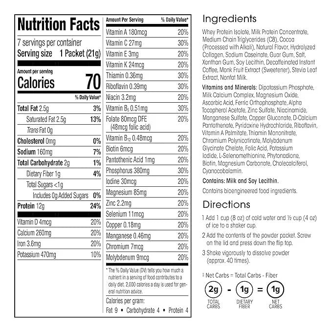 WonderSlim Keto Meal Replacement Shake, Chocolate, Low Carb, C8 MCTs, 12g Protein, Collagen, 25 Vitamins & Minerals, Glute...