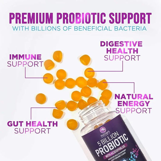 Probiotic Gummies for Women, Men & Teens 5 Billion 6 Probiotic 60 Count