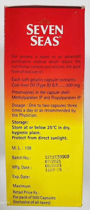 Seven Seas Cod Liver Fish Oil 500 Capsules