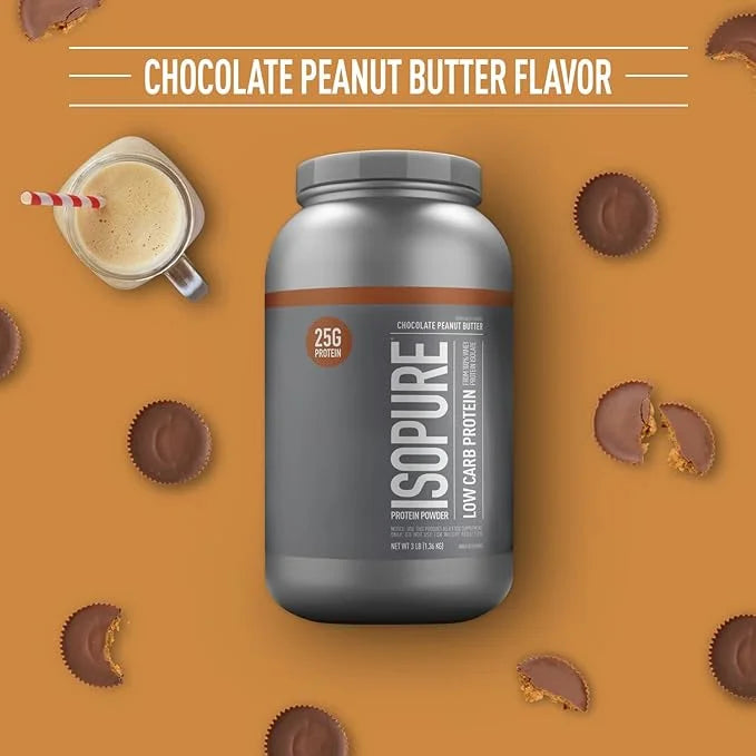 Isopure Low Carb 100% Pure Whey Isolate Protein Powder, Lactose Free, Gluten Free, With Vitamins, Chocolate Peanut Butter,...