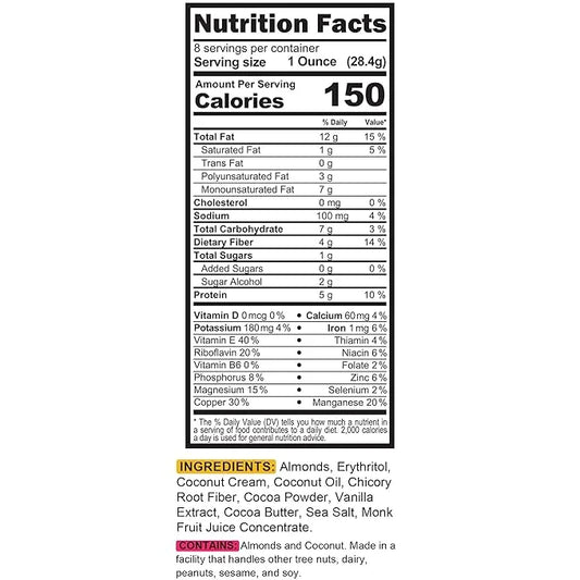 TGB Chocolate Almond Keto Nuts, 1g Net Carb, No Added Sugar, High Fiber, Gluten Free, Grain Free, Healthy Low Carb Snack, ...