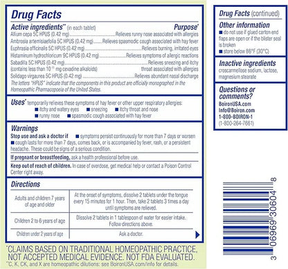 BOIRON AllergyCalm Tablets for Relief from 60 Count