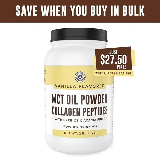 32oz Vanilla Keto MCT Powder + Collagen + Prebiotic Acacia Fibre. MCT Creamer. MCT Oil Powder from Coconuts. MCT Collagen ...