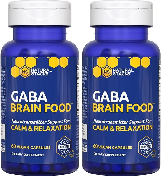 GABA Brain Food - GABA Supplement with L-Citrulline & Grape Seed Extract - Supports Calm & Relaxation - Nighttime Sleep Ai...