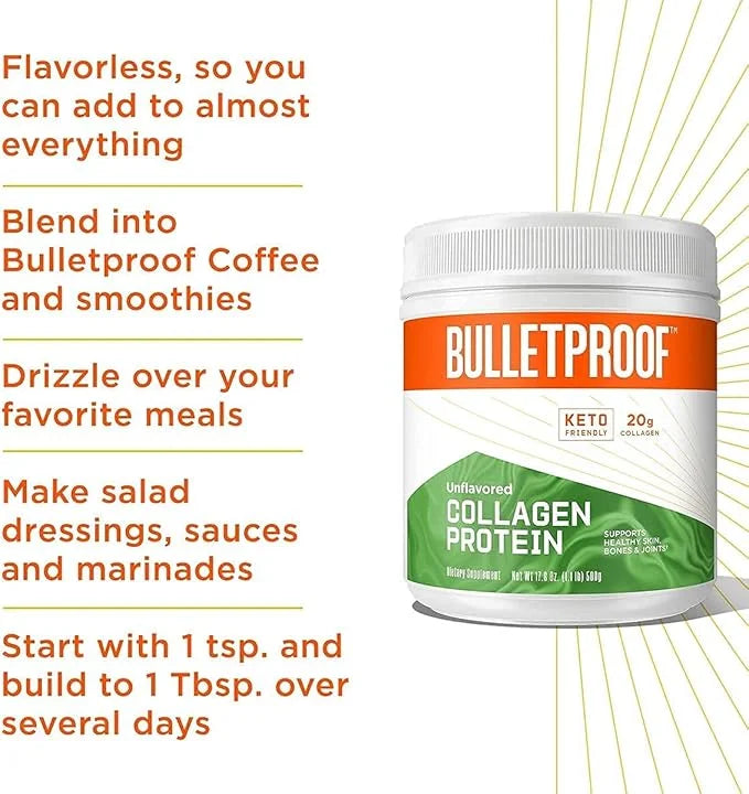 Bulletproof Unflavored Collagen Peptides Powder 14.3 Ounces,
