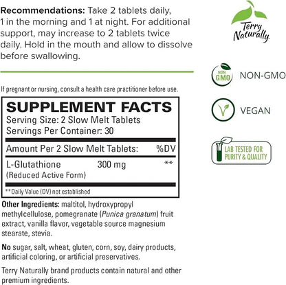 Terry Naturally Clinical Glutathione - 60 Slow Melt Tablets, Pack of 3 - Stable 300 mg L-Glutathione Supplement - Non-GMO,...