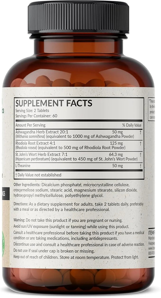 Futurebiotics Chill Pill + Ashwagandha, Rhodiola, St. John’s Wort, & L-Theanine - Non-GMO, 120 Vegetarian Tablets - Produc...