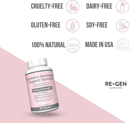 Re+Gen Nutrition Women's Hormone Balance Support, Supplement with Vitamin E, Dong Quai, and DIM 200mg with BioPerine, PMS,...