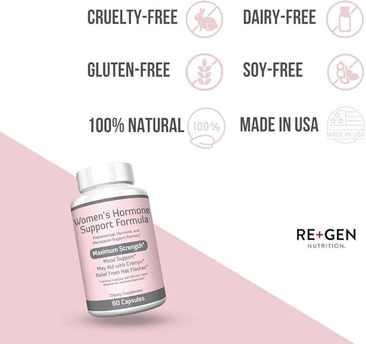 Re+Gen Nutrition Women's Hormone Balance Support, Supplement with Vitamin E, Dong Quai, and DIM 200mg with BioPerine, PMS,...