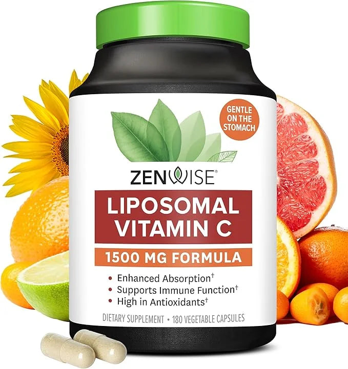 Zenwise Health Liposomal Vitamin C Supplement, 1500 MG Enhanced Absorption Organic Vitamin C Liposomal for Antioxidant, Im...