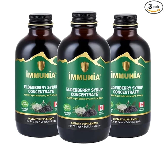 Immunia Elderberry Syrup Helps Strengthen The 24 Days/Bottle. (3-Pack)