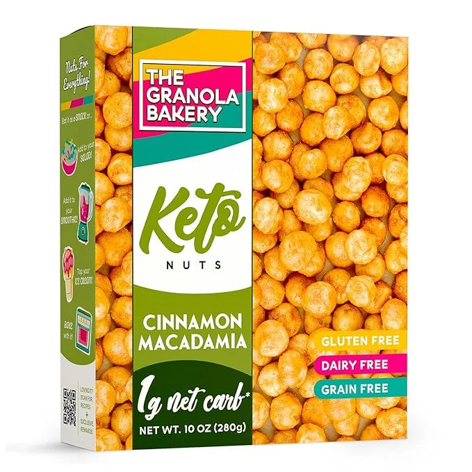 TGB Cinnamon Macadamia Nuts | 1g Net Carb Keto Snack | Gluten Free Low Carb Candy, 10 Ounces - Product Image