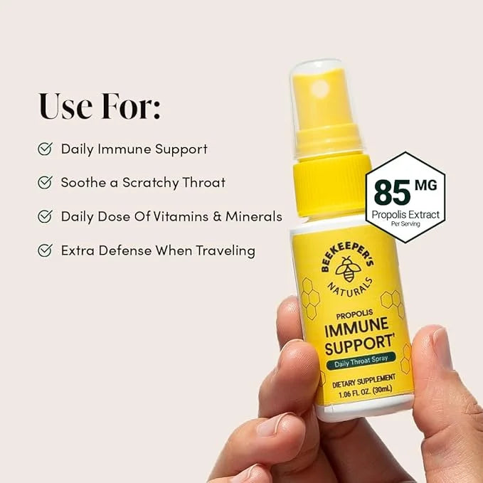 Propolis Throat Spray by Beekeeper's Naturals 95% Bee (1.06 oz)(Pack 1)