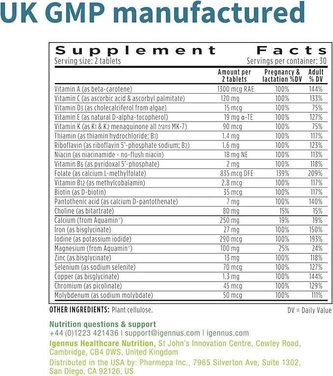 Methylated Prenatal Multivitamin, Folate for MTHFR, 6 x 60 Tablets,