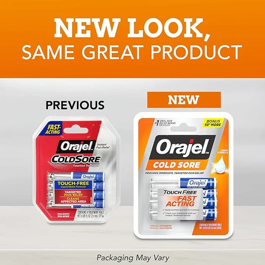 Orajel Touch Free Cold Sore Treatment .12oz, Liquid 6 Applicators.