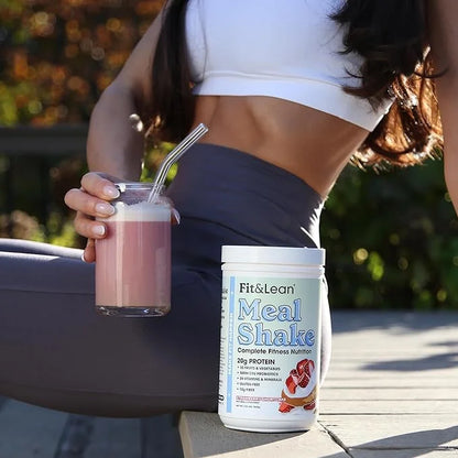Fit & Lean Meal Shake, Fat Burning Meal Replacement, Protein, Fiber, Probiotics, Strawberry Shortcake, 0.8 lbs (365 g),10 ...